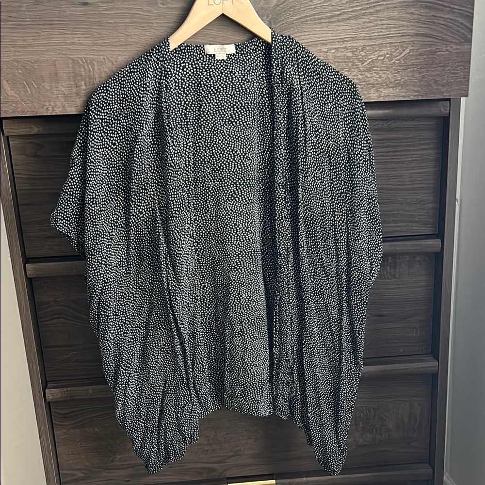 LOFT Black and White Polka Dot Kimono Cardigan